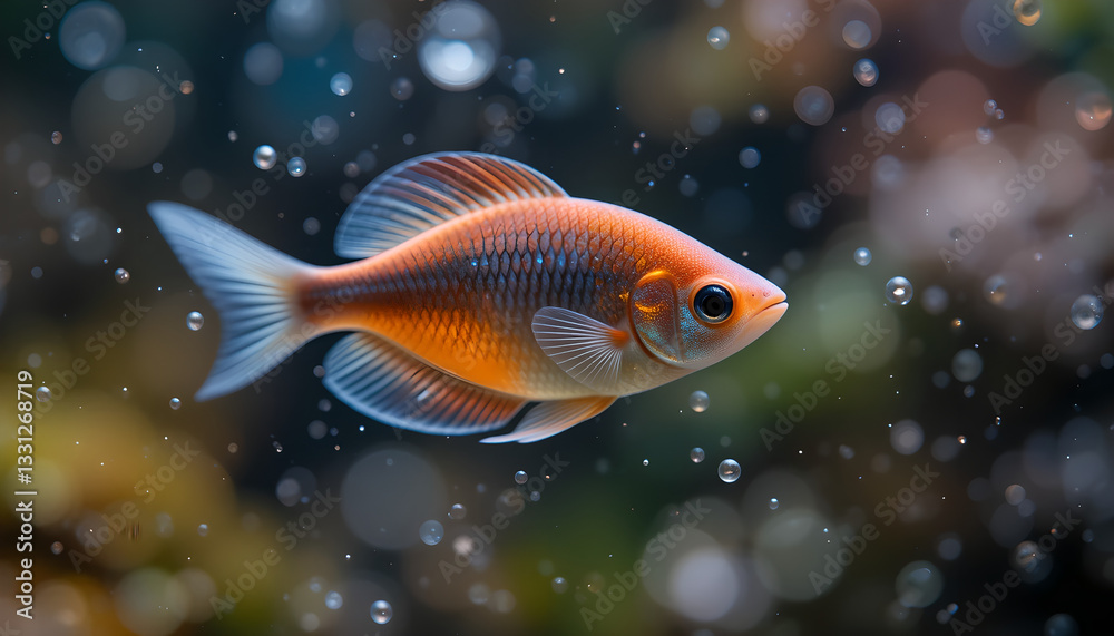 Radiant Orange Fish in a Dreamy Underwater World Radiant Orange Fish in a Dreamy Underwater World