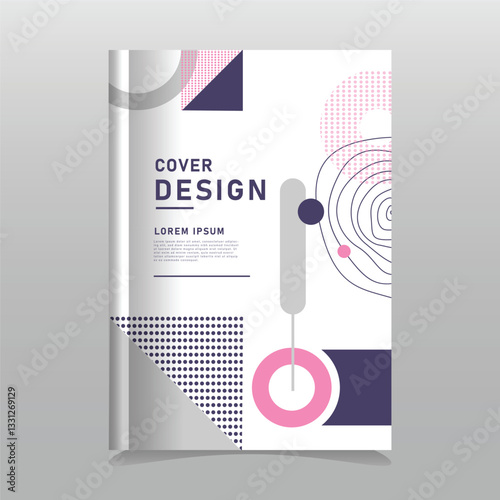 Creative book cover with minimal geometric and dots template concept