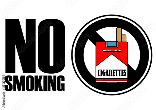 貼り紙看板イラストー禁煙No Smokingー	