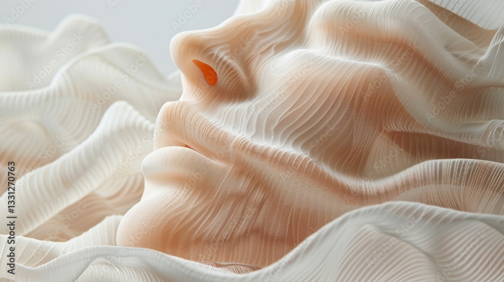 Abstract face, draped in flowing fabric, soft lighting, studio Abstract face, draped in flowing fabric, soft lighting, studio