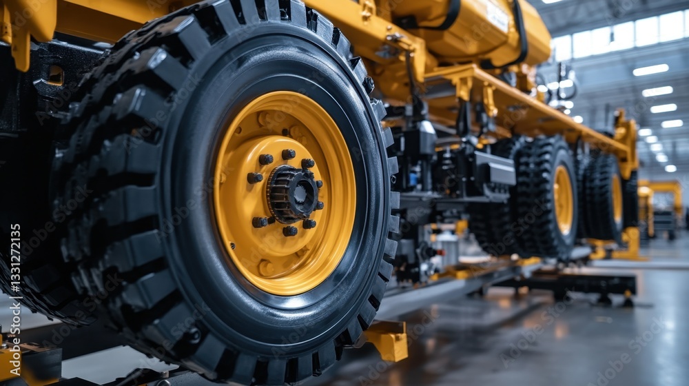 Fototapeta premium Automated heavy-duty robotic arms assembling vehicles