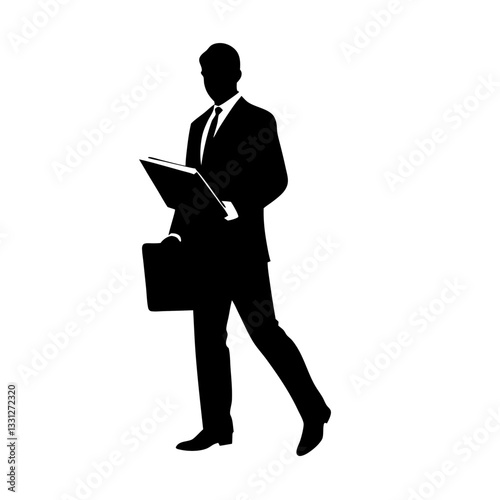 Silhouette of a confident businessman in a suit standing professionally