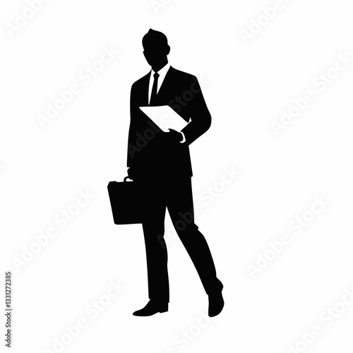 Silhouette of a confident businessman in a suit standing professionally