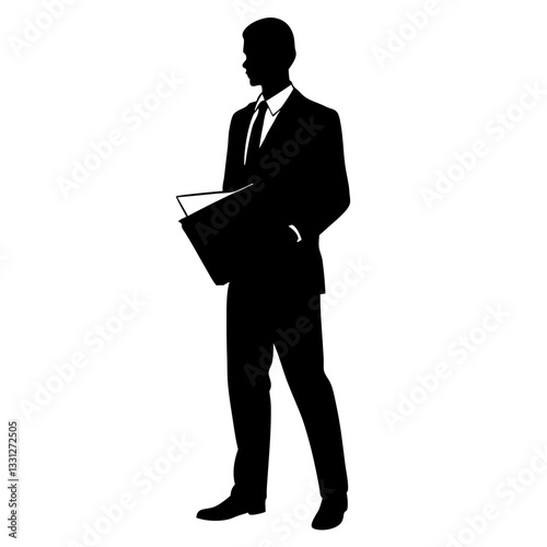 Silhouette of a confident businessman in a suit standing professionally