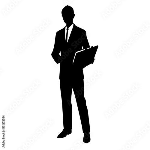 Silhouette of a confident businessman in a suit standing professionally