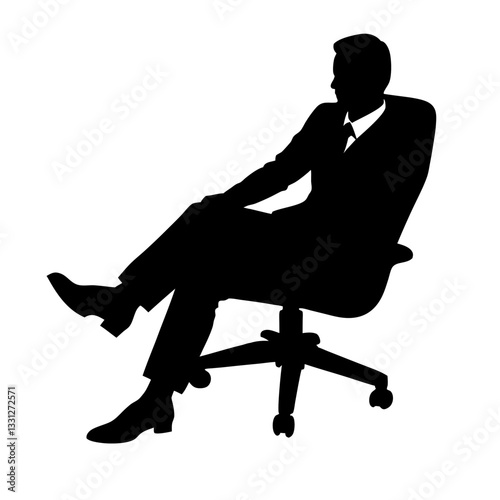 Confident businessman sitting on a chair in silhouette