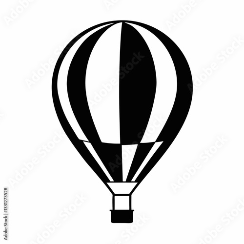 Colorful hot air balloon flying in the sky for adventure and travel illustration