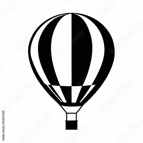 Colorful hot air balloon flying in the sky for adventure and travel illustration