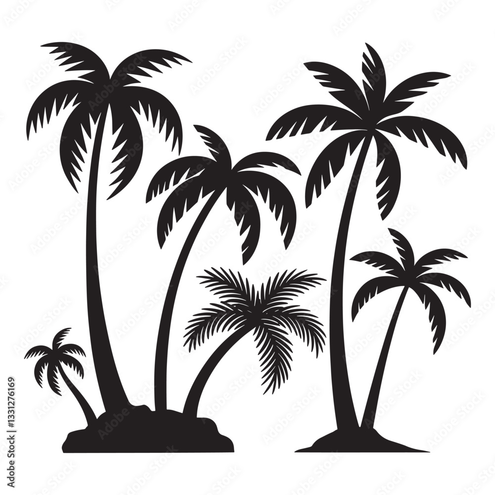 Fototapeta premium Palm Trees Silhouette Illustration