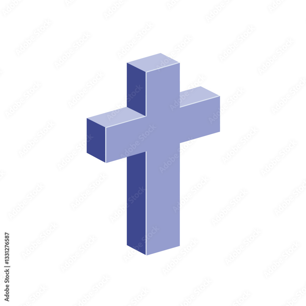 Blue three-dimensional cross design in minimal style for vector art Blue three-dimensional cross design in minimal style for vector art