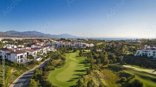 Aerial view of a luxury real estate development with luxury homes