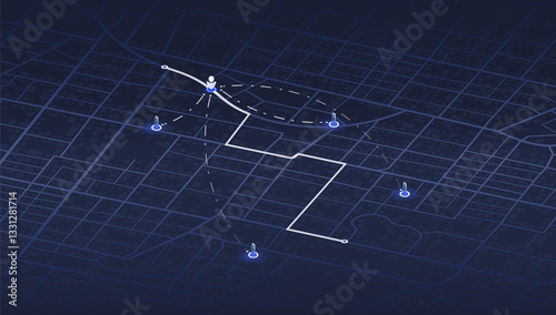 Flexible charging solutions, public charging stations available nearby. Select the most convenient route to drive. City map with charging stations icon available. Vector illustration