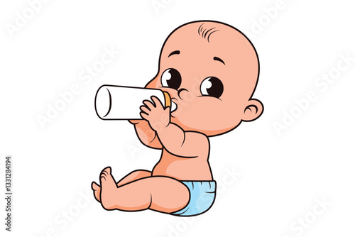 Cute Baby Boy Character Vector Illustration