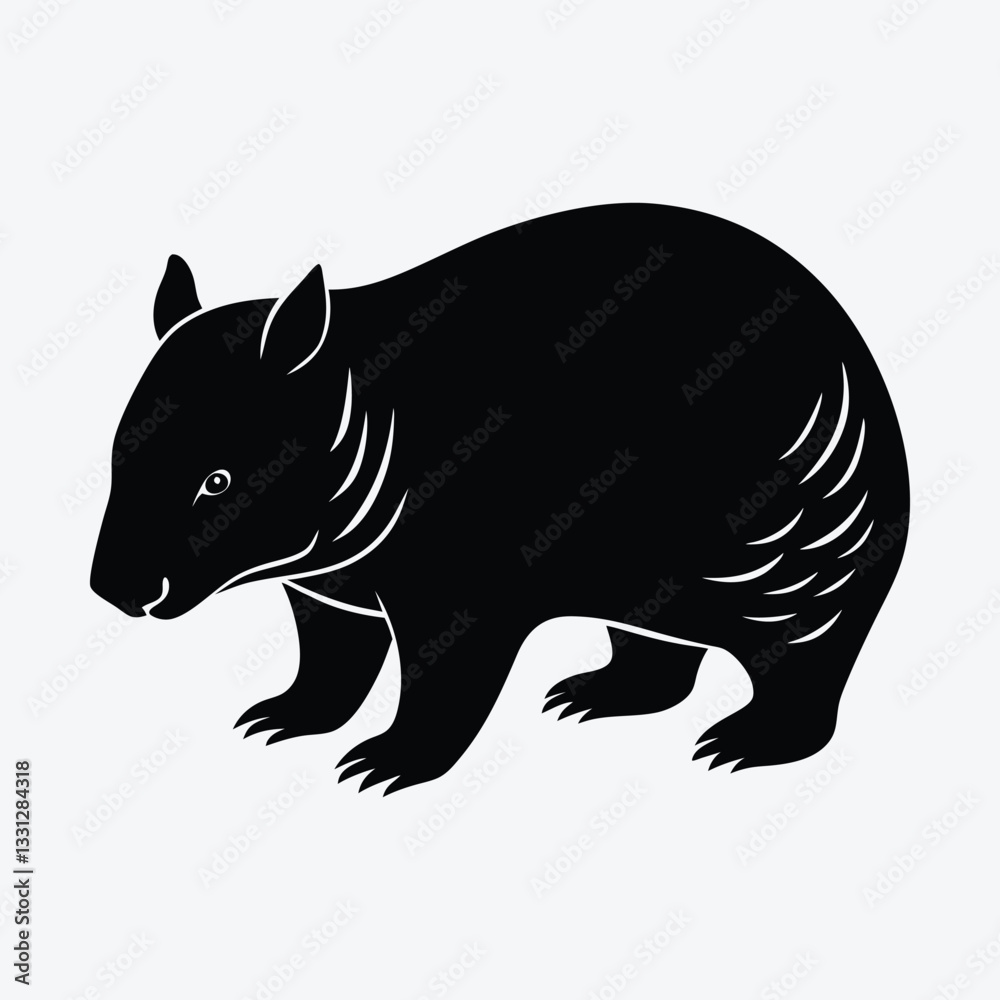 Fototapeta premium A black and white bear simple flat design vector.