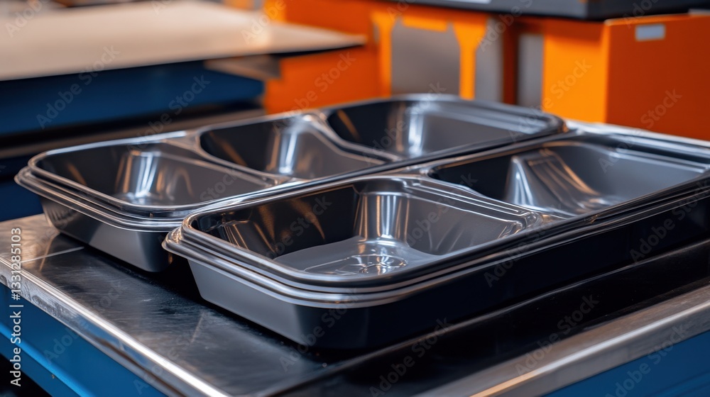 Modern plastic vacuum forming machine shaping packaging trays Modern plastic vacuum forming machine shaping packaging trays