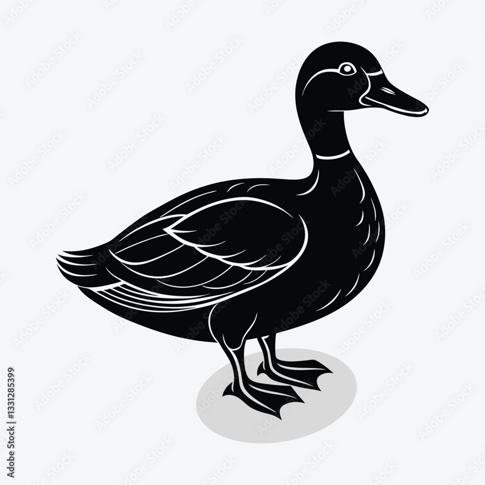 A black and white duck animal vector. A black and white duck animal vector.