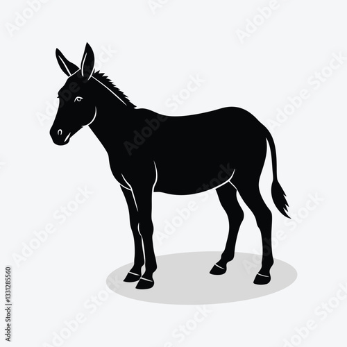 A cute donkey animal silhouette vector.