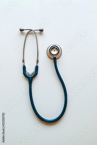 Minimalist stethoscope with smooth lines and soft tubing, isolated on a clean white background.
