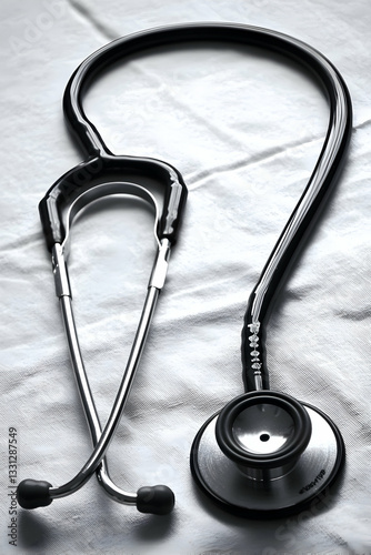 Stethoscope with smooth earpieces and soft tubing, set against a white background.
