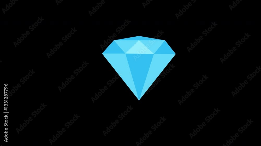 Flat diamond icon with alpha channel animation Flat diamond icon with alpha channel animation