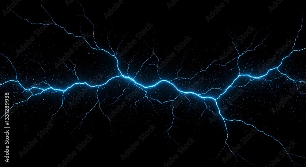 Fototapeta premium Stunning Electric Blue Lightning Strikes Captured on Dark Background