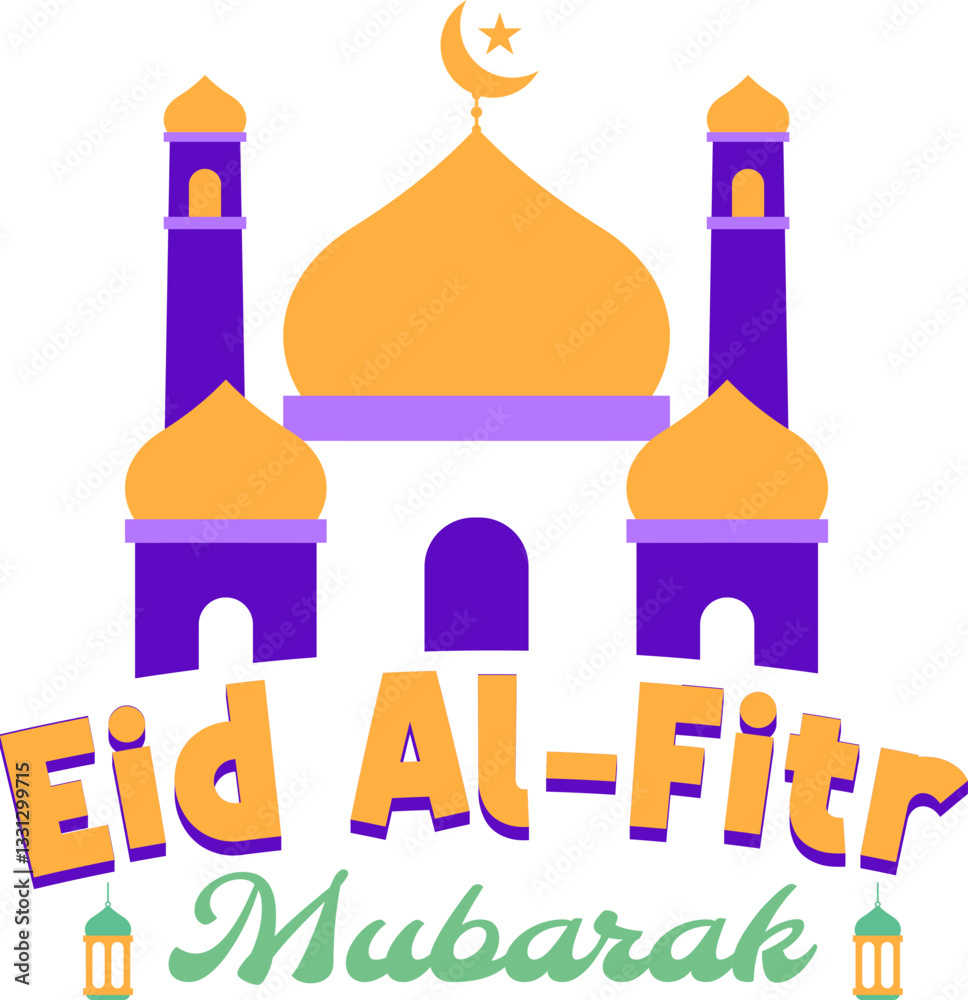 Happy al fitr mubarak element design vector