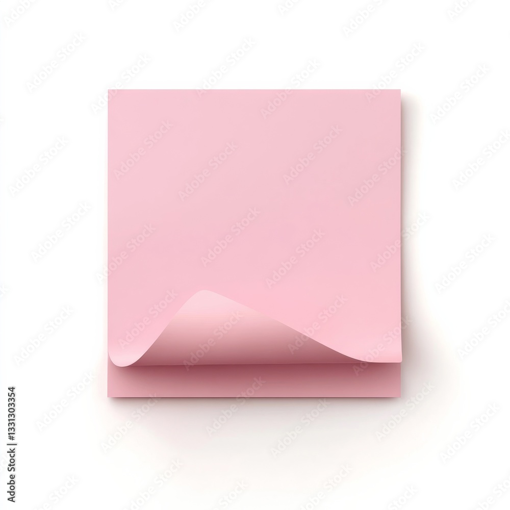 Pink Sticky Note with Curled Corner on White Background - Minimalist Office Supply, Reminder, or Memo Pad Pink Sticky Note with Curled Corner on White Background - Minimalist Office Supply, Reminder, or Memo Pad