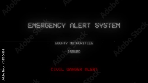 Emergency Alert System vhs display civil danger alert 80s, 90s tv broadcast
