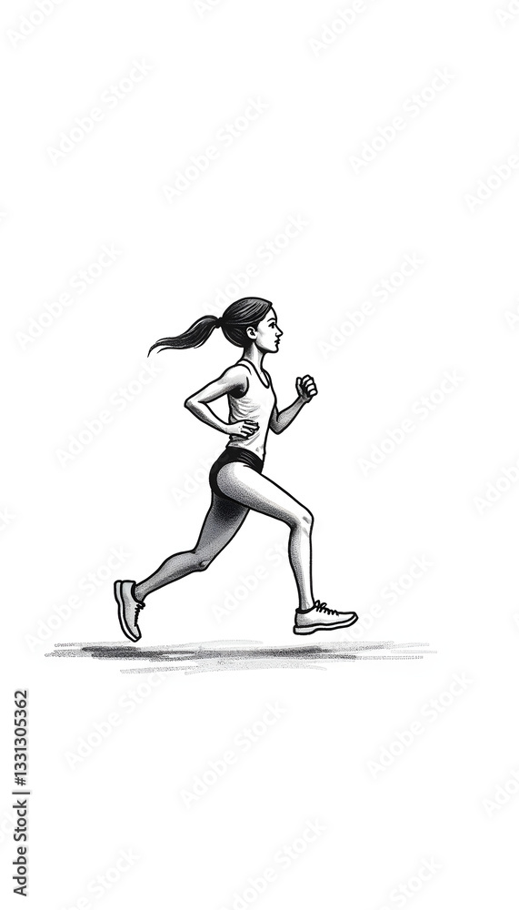 Woman running side view on white background
Woman running side view on white background