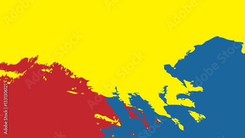 Primary colors background, blue, red, and yellow.Modern design colorful art with paint brush style. Vector illustration.