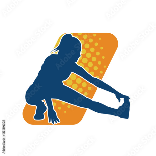 Silhouette of a slim sporty woman doing gym workout. Silhouette of a sporty female doing physical exercise. 