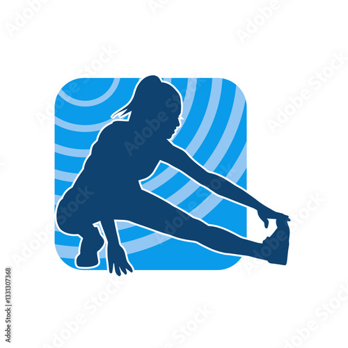 Silhouette of sporty female doing aerobics physical exercise 