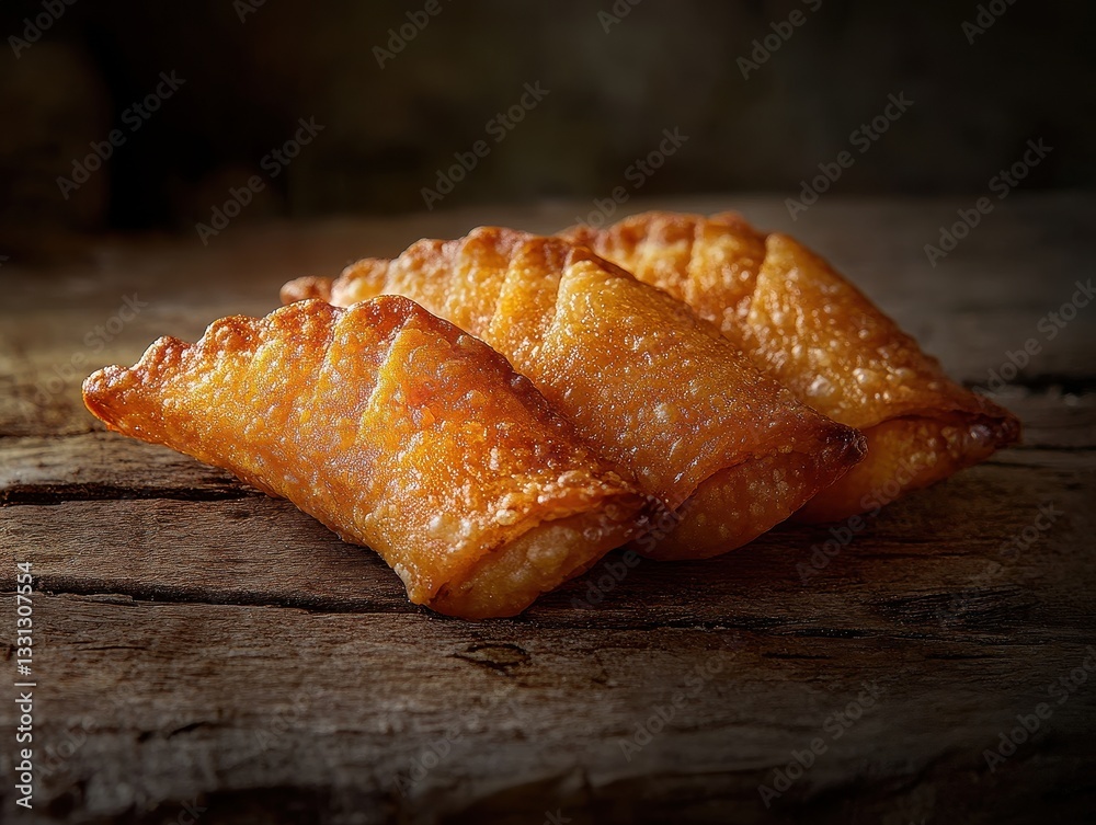 Crispy Golden Pastries on Rustic Wooden Surface with Textured Background for Culinary, Marketing, and Food Photography Projects Crispy Golden Pastries on Rustic Wooden Surface with Textured Background for Culinary, Marketing, and Food Photography Projects