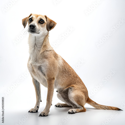 dog sitting on a white background