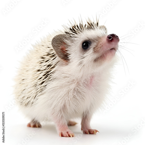 close up of a hedgehog on white background