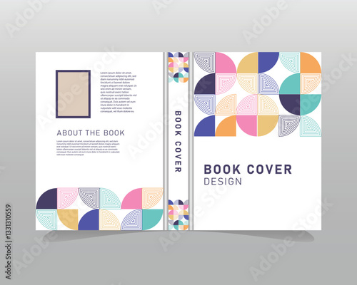Mosaic style art book cover design with abstract geometric style concept