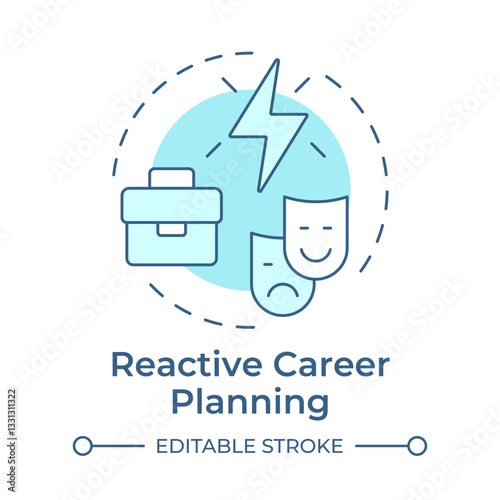 Reactive career planning soft blue concept icon. Professional success, employment. Round shape line illustration. Abstract idea. Graphic design. Easy to use in infographic, presentation