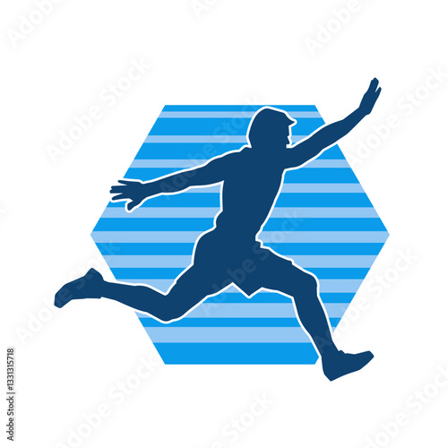 Silhouette of a sporty man in running pose. Silhouette of a male run pose.