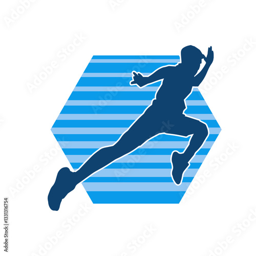 Silhouette of a sporty man in running pose. Silhouette of a male run pose.