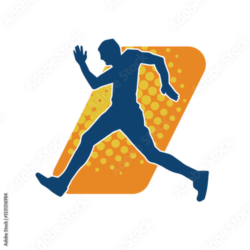 Silhouette of a sporty man in running pose. Silhouette of a male run pose.