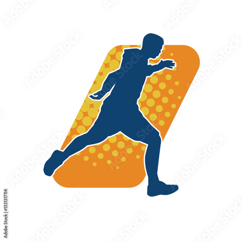 Silhouette of a sporty man in running pose. Silhouette of a male run pose.