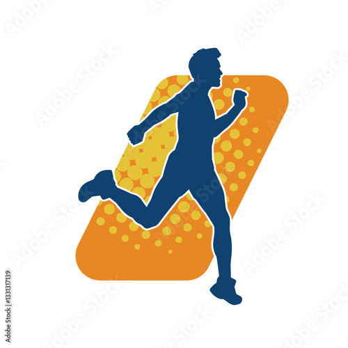 Silhouette of a sporty man in running pose. Silhouette of a male run pose.