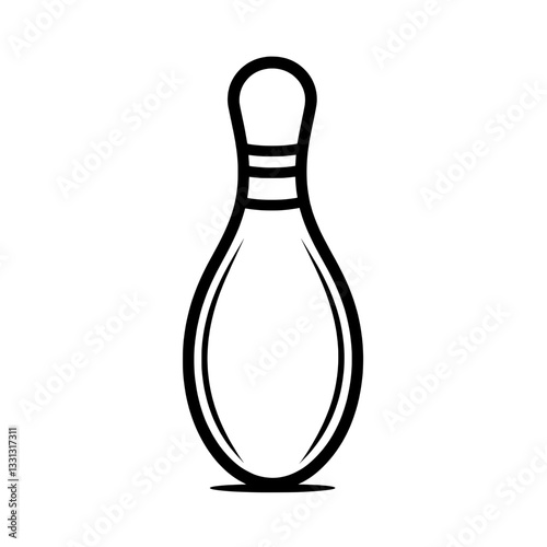 Stylized black and white bowling pin illustration with shading, representing the fun and competitive nature of bowling.