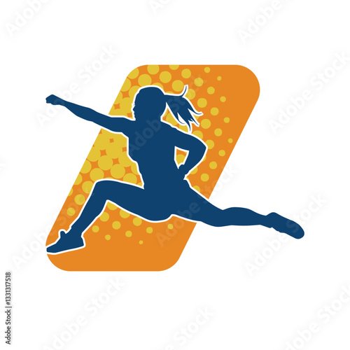 Silhouette of sporty female doing aerobics physical exercise 