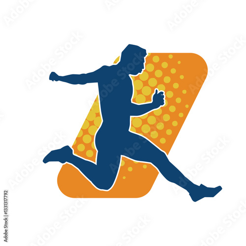 Silhouette of a sporty man in running pose. Silhouette of a male run pose.