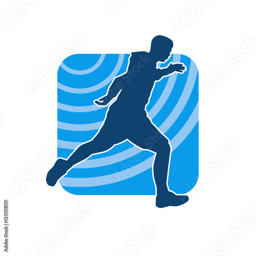 Silhouette of a sporty man in running pose. Silhouette of a male run pose.