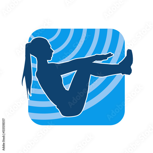 Silhouette of sporty female doing aerobics physical exercise 