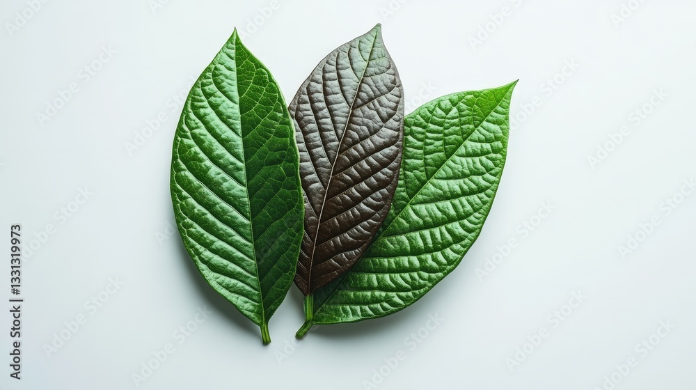 Φωτογραφία Vibrant Green and Dark Brown Leaves Nature Close up Botanical Photography Organi