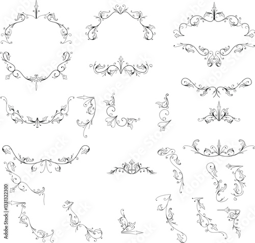 Premium Gold vintage baroque frame and scroll ornament engraving border floral retro pattern antique style acanthus foliage swirl decorative design element filigree calligraphy. Vintage frame design