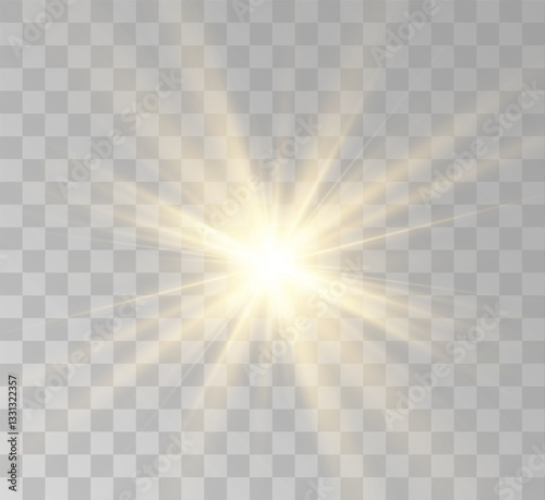 Transparent yellow sunlight special lens flash light effect. Front solar flare lenses	